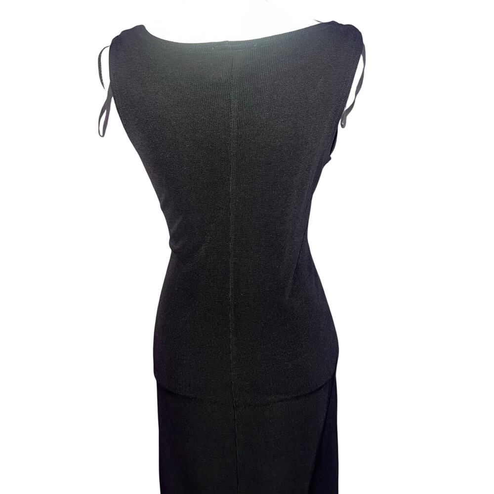 Vintage 90s Romi Nicole Black Sleeveless Beaded Hem Mini Dress Size 8 - Picture 2 of 7